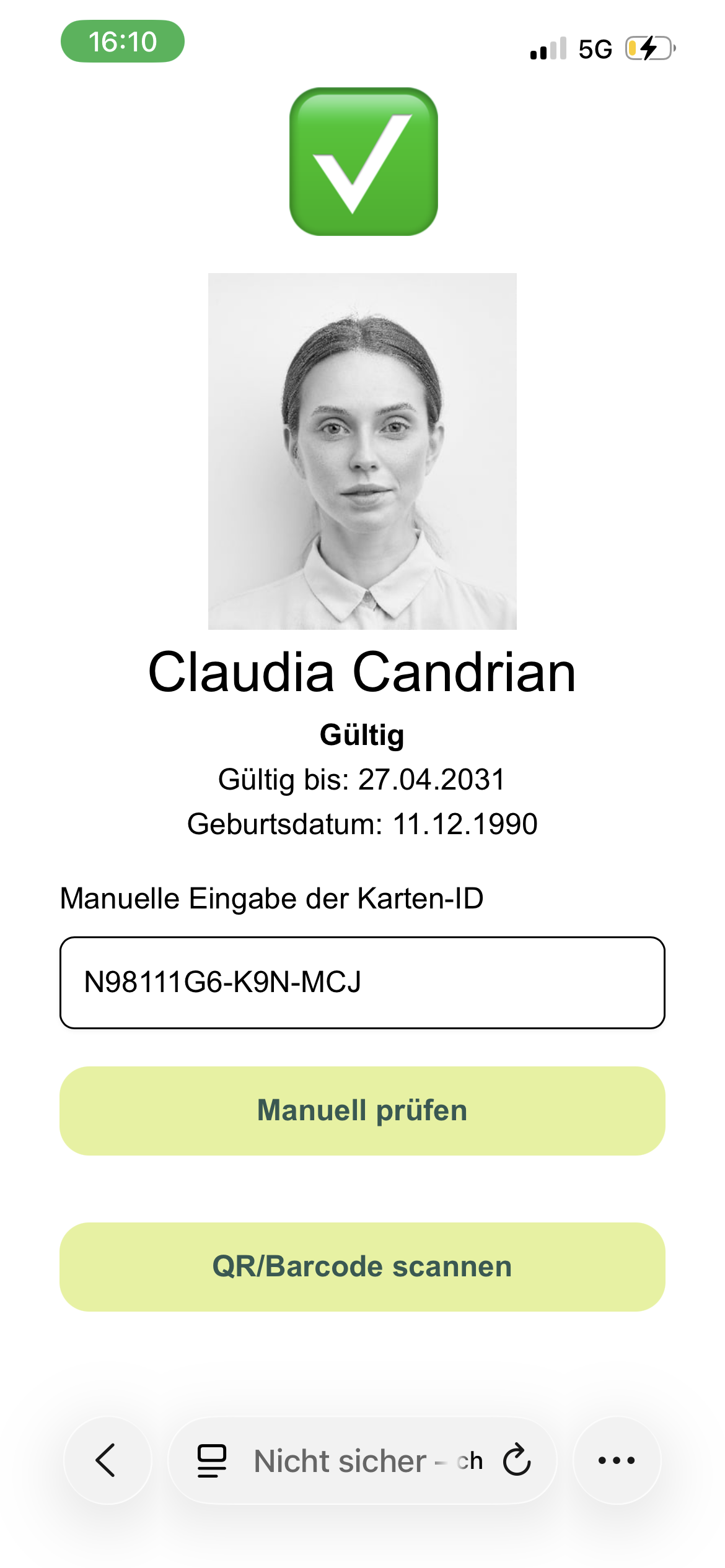 Leistungspartner Verifikations-App